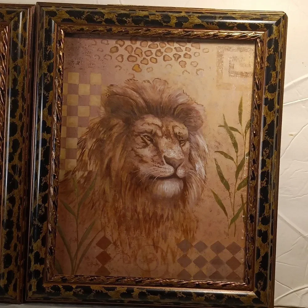 Wild Kingdom Lion and Elephant Framed Print by J.Chardonn 8.5x11